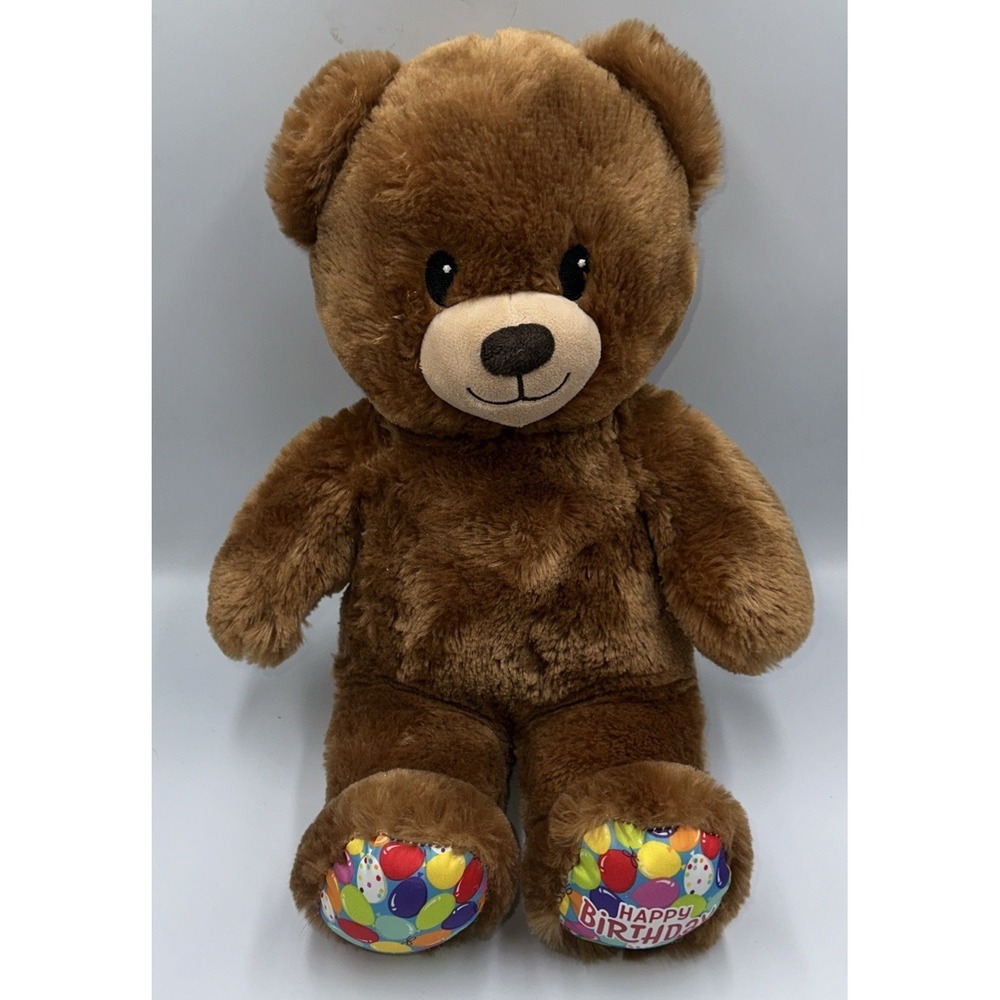 Build A Bear Happy Birthday Brown Bear 15" Plush BAB Build-A-Bear EUC Balloons